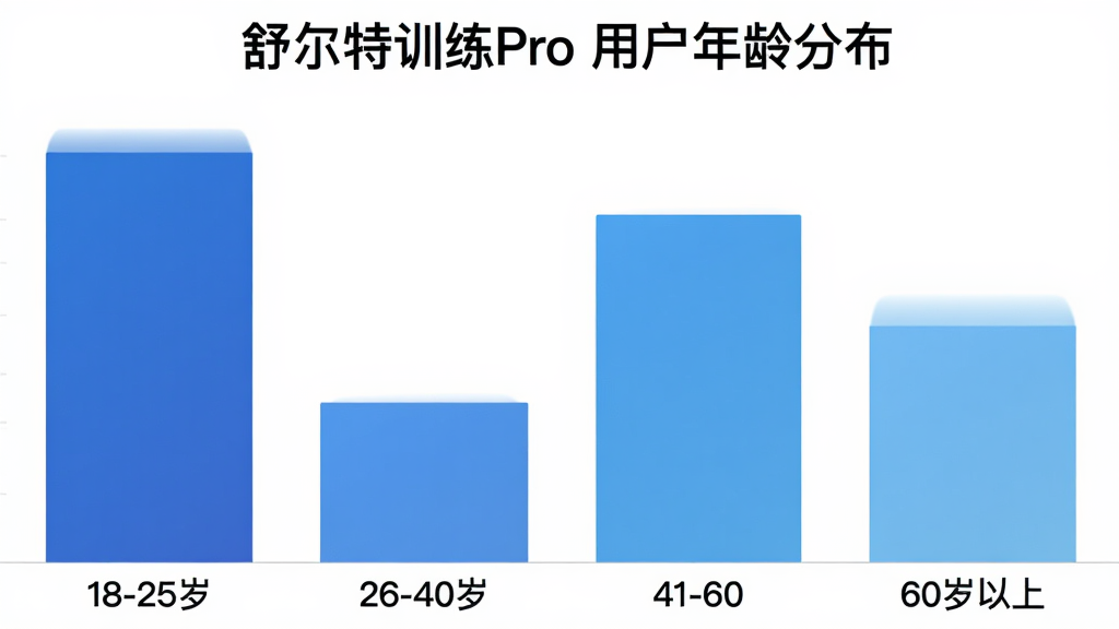 �����ѵ��Pro �û�����ֲ���״ͼ������չʾ�ĸ���״�����ֱ��ע18-25�ꡢ26-40�ꡢ41-60�ꡢ60�����ϣ���״���߶Ȳ�ͬ����ɫΪ�������ɫϵ�������ɾ���ɫ��ͼ������Ϊ�������ѵ��Pro �û�����ֲ�����������ִ������ʸɾ��޶���Ԫ�ء�