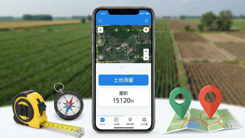 һ��չʾ���ز�����ʦApp����ȫò���ֻ�Ӧ�ý����ͼ������������һ���ִ������ֻ����ֻ���Ļ����ʾ�����ز�����ʦ�������棬����������Ϊ��ɫ�������������ǵ�ͼʵʱԤ�����м�����Ŀ�Ĳ�����ť��������������ײ��й���ѡ�������ֻ���Χ�����ž��ߡ�ָ���롢��ͼ��ǵȲ���Ԫ�أ��������黯��ũ��͵ؿ飬�������ִ���࣬���������ɾ������ֱ�ע���������ز�����ʦ�����޶�������Ԫ��