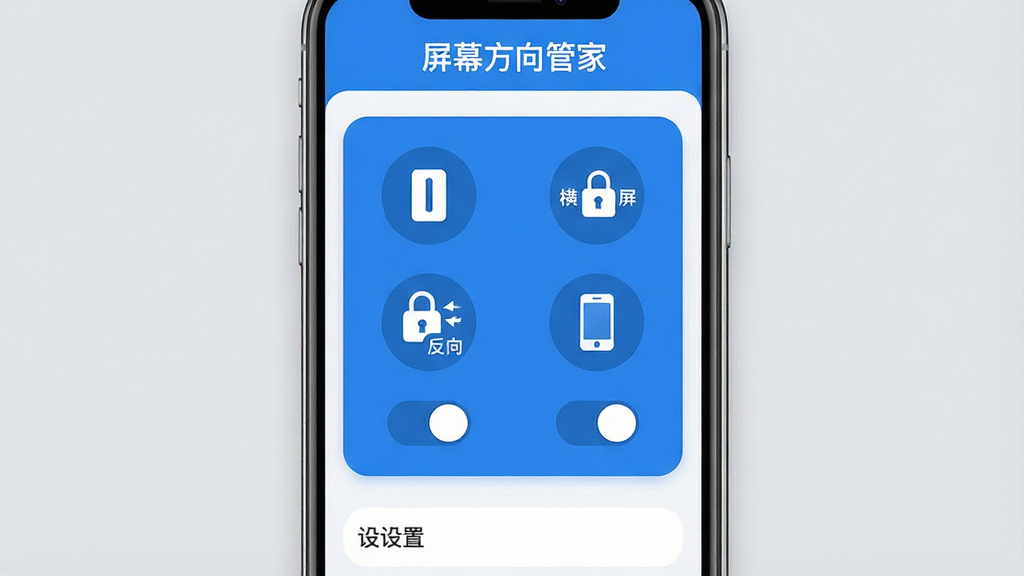 һ���ֻ���Ļչʾ��Ļ����ܼ������������棬�����������ֻ���Ļ����Ļ����ʾ��Ļ����ܼ�APP�Ľ��棬������������ɫΪ�����������������ơ���Ļ����ܼҡ������ֱ�ʶ���м����ĸ���������ͼ�꣨���������������������Զ���ת��������������ͼ���·��п��ذ�ť���ײ�������ѡ����岼�ּ������������ִ���ƽ����ϸ��Բ�󣬻��ʸɾ��޶���Ԫ�أ�����Ϊǳ��ɫ��ɫ����������ͻ����������ͣ�UIԪ�ر�Ե��������
