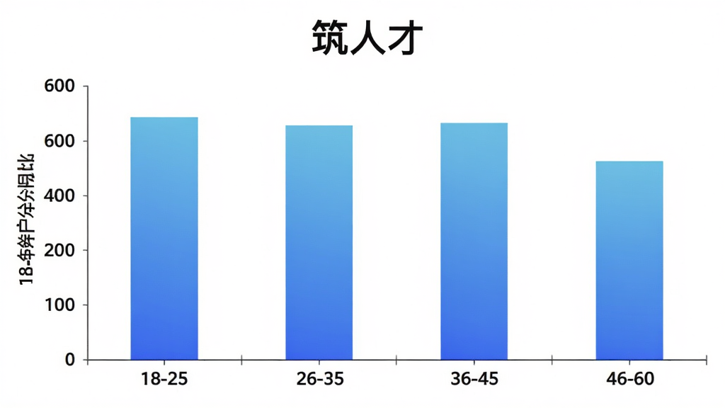 ���˲� �û���������ͼ������״ͼչʾ18-60�겻ͬ������û�ռ�ȣ�����Ϊ�����18-25��26-35��36-45��46-60������Ϊ�û��ٷֱȣ���״ͼ��ɫΪ��ɫ���䣬ͼ���Ϸ��С����˲š����ֱ�ʶ������Ϊ��ɫ����������ݿ��ӻ������������ɾ�