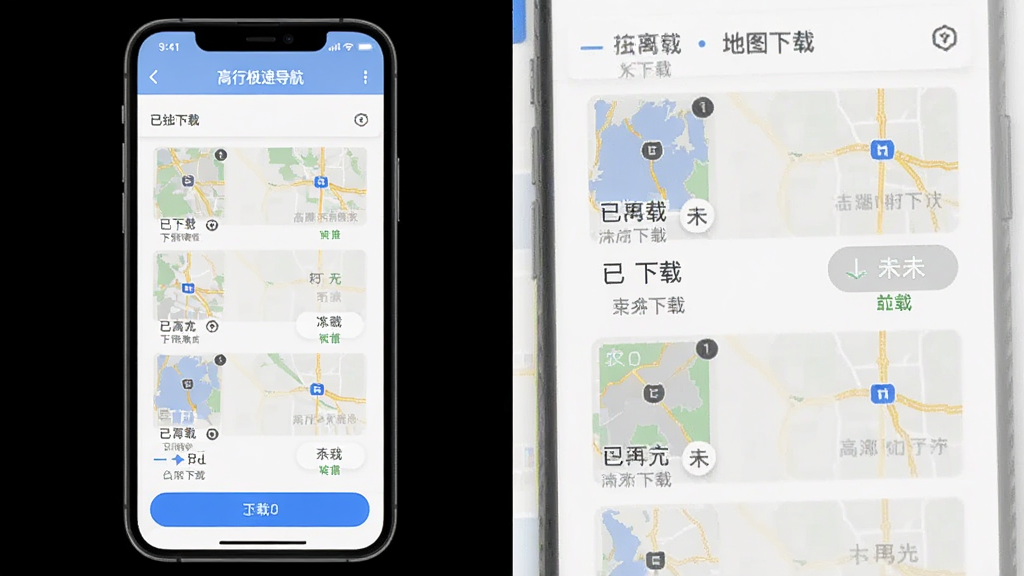 ���м��ٵ���App���ߵ�ͼ���ؽ��棬�ֻ���Ļ��ʾ������е�ͼ���б������ذ�ť���������غ�δ����״̬��ʶ��������ǳɫ���棬���ɾ�