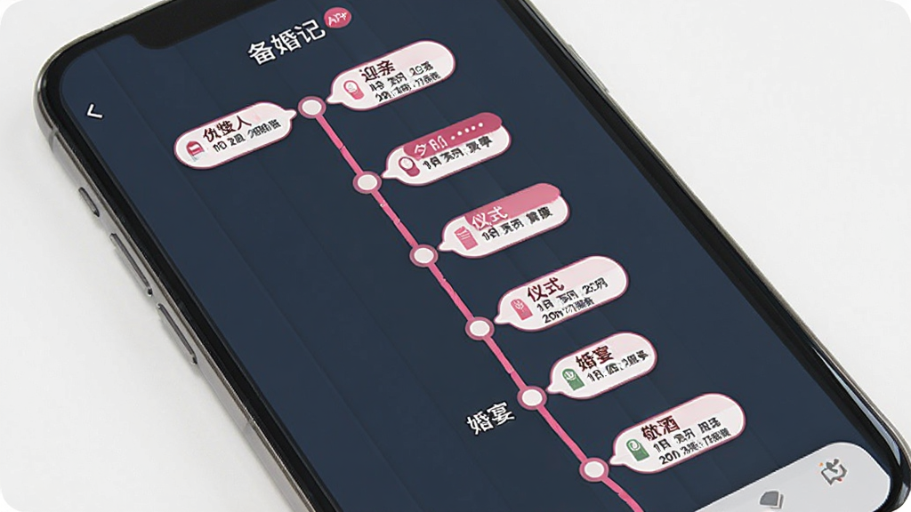 �����APP��������ʱ������棬�ֻ���Ļ��ʾһ����ֱʱ���ᣬ�ڵ������ױ��ӭ�ס���ʽ�����硢���Ƶȣ�ÿ���ڵ��о���ʱ��͸����˱�ǩ��ʱ�����÷�ɫ�������ӣ������ɾ����Ű����룬��������׶������ʸɾ��޶���Ԫ��