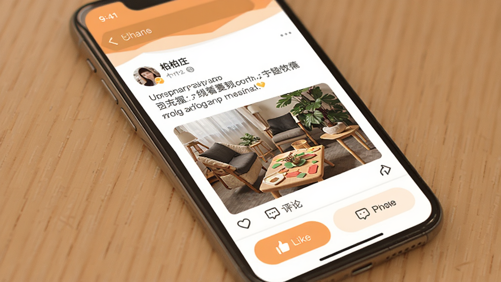 һ��չʾ���ׯAPP��������ҳ����ֻ�����ͼ�����������û����������ӣ��������ֺ�ͼƬ���ײ��е��޺����۰�ť����������ܰ����ɫ��Ϊůɫ���������������ʸɾ�