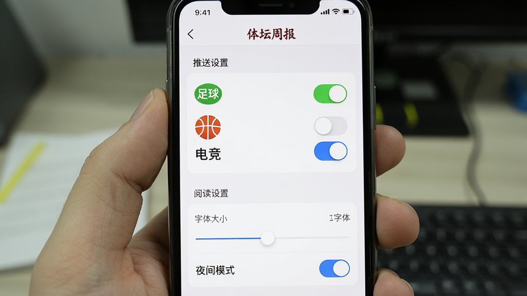 һ��չʾ��̳�ܱ�App����ҳ���ͼƬ���ֻ���Ļ��ʾ���������á��͡��Ķ����á�������飬�������������������򡢵羺�ȿ��ذ�ť���Ķ��������������С�����ҹ��ģʽ���أ������԰�ɫ��ǳ��ɫΪ���������ʵ�ã����ʸɾ�