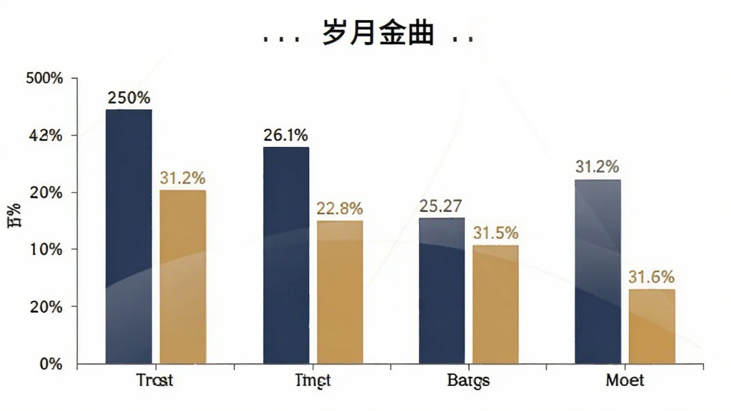 岁月金曲 用户年龄分布柱状图,主体为柱状图展示四个年龄段占比,布局横轴年龄纵轴百分比,排版清晰,风格现代简约,细节有数据标签,画质干净,无多余元素