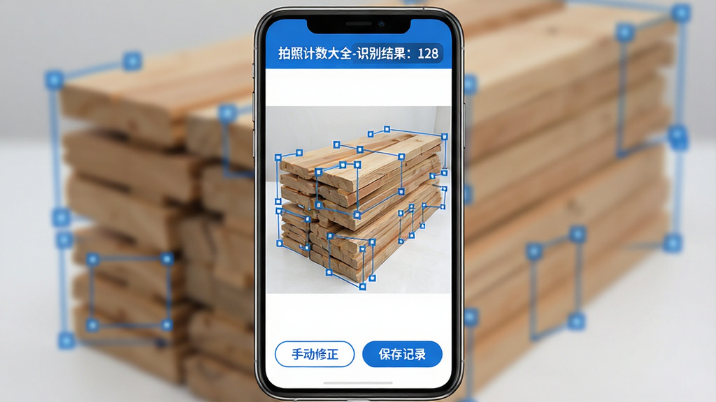 һ��Ӧ�ù���չʾͼ�������������ֻ���Ļ����Ļ����ʾһ�������˶ѵ�ľ�����Ƭ��ľ�屻��ɫ���������ѡ��ǣ���Ļ������ʾ�����ռ�����ȫ-ʶ������128������Ļ�ײ��С��ֶ��������͡������¼����ť����������Ƽ��У�������ɫ�������������޶���Ԫ��
