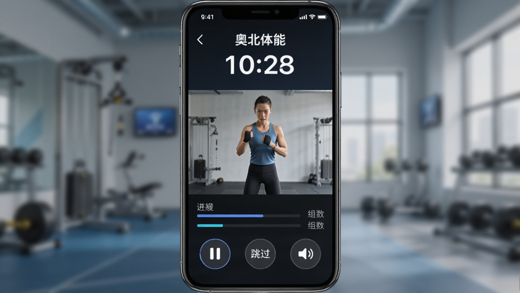 һ��AI���ɵ�ͼƬ�������ǡ��±����ܡ�App���ֻ��ϵ�ѵ�������ͼ�������Ƕ�����ʾ��ǰѵ���������ƺ͵���ʱ���м���������ʾ��Ƶ���򣬵ײ�����ͣ��������������ť��������˶��Ƽ��磬ϸ�ڰ�����������������ʾ�������������޶���Ԫ��
