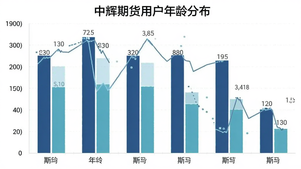 一张展示中辉期货用户年龄分布柱状图的图片,画面中显示不同年龄段的柱状数据,背景是简洁的数据可视化风格,细节清晰,画质干净无多余元素