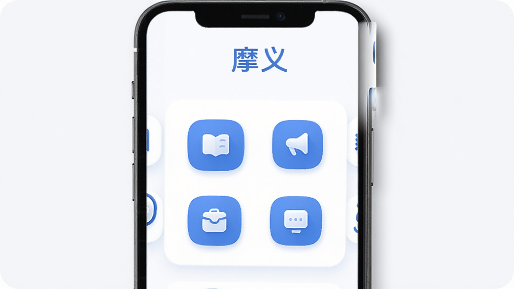 Ħ��App����չʾͼ���ֻ���Ļ����ʾ���Ĳ������棬�Ϸ��С�Ħ�塱���ֱ�ʶ���м��ǹ��ܲ�������ͼ�����Բ�󣬲����������ʣ�������ɫ����������ɾ���ˬ�������������޶���װ��Ԫ��