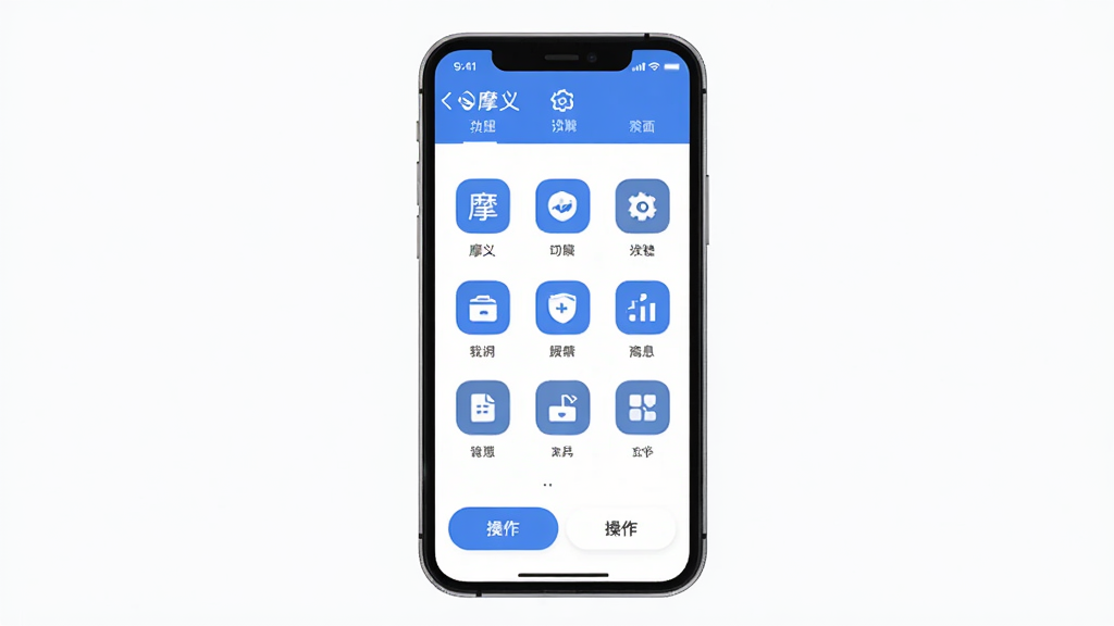 Ħ��App������չʾ���ֻ���Ļ���У���������ˬ��������ʾ���ܵ��������м��Ǻ��Ĺ������ͼ���������룬�ײ��в�����ť���������������ɫ������ִ���ƽ�������ֱ�ǩ�����ɼ���Ħ�塱�����ʸɾ��޶���Ԫ��