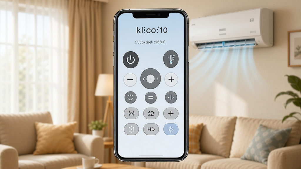 һ��չʾ���ܿյ�ң����ͨ��ͨ�����������ͼƬ�������������ֻ���Ļ����Ļ����ʾ���Ŀյ�ң�������棬�е�Դ���¶ȼӼ���ģʽ�л��Ȱ�ť����������ܰ�ļҾӻ������յ����ڴ�����磬����ɫ����ˬ�����ʸɾ����޶���Ԫ��