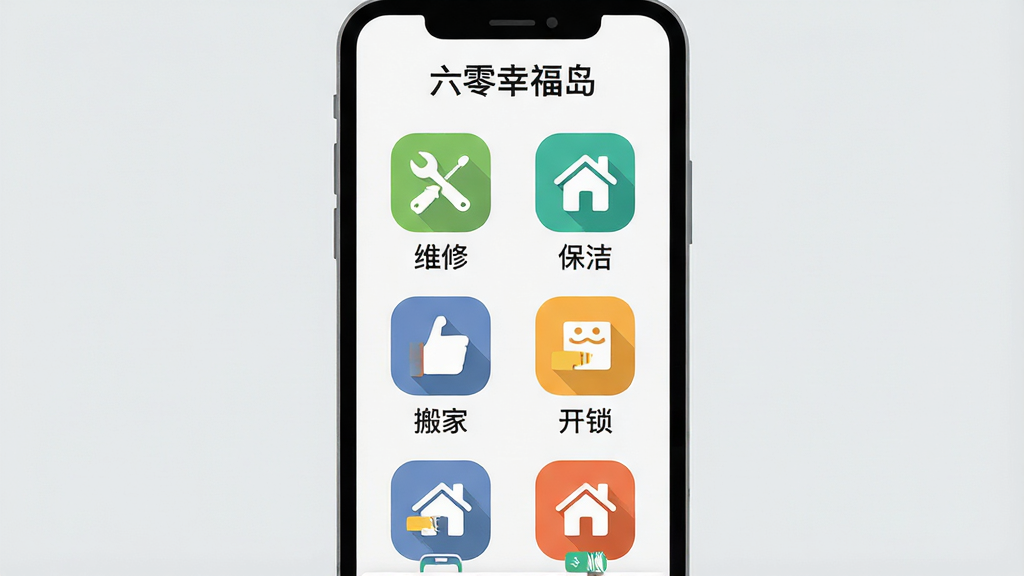һ��չʾ�ֻ�App�������������Ĳ廭���������ֻ���Ļ��ʾ�������Ҹ������ķ���ҳ�棬ҳ��������������ά�ޡ����ࡢ��ҡ������ȷ���ͼ�꣬ÿ��ͼ���·������ֱ�ǩ�����汳��Ϊǳ��ɫ��ͼ��ɫ������������ƽ����ƣ����ʸɾ��޶���Ԫ��