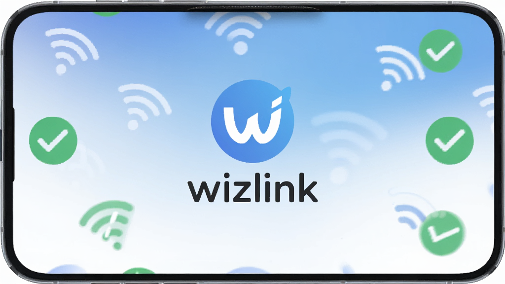 һ��չʾwizlinkӦ����������ֻ���ͼ������������wizlink��Logo�����ơ�wizlink���������Ǽ������׽�������Χ������WiFi�ź�ͼ������ӳɹ��ĶԹ���־����������������ִ���ƽ��ϸ��Բ�󣬻��ʸɾ��޶���Ԫ��