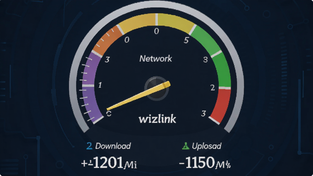 һ��չʾwizlink������ٽ�����ֻ���ͼ����������һ��Բ�εĲ����Ǳ��̣�ָ��ָ����������·���ʾ���غ��ϴ��ٶ���ֵ������������ɫ�Ƽ���񣬻��ʸɾ��޶���Ԫ��