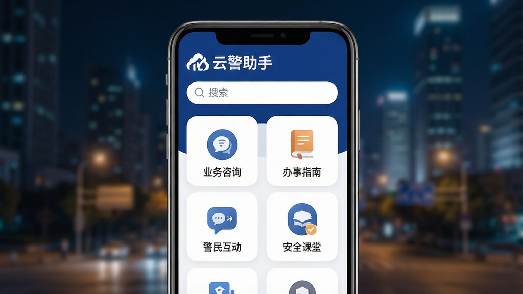 һ���ֻ���Ļ��д����Ļ����ʾ�š��ƾ����֡�App�������档����������ɫ�Ͱ�ɫΪ��ɫ������������Ŀ�ġ��ƾ����֡�Logo�����������м�������״���еĹ���ͼ�꣬������ҵ����ѯ����������ָ�ϡ��������񻥶���������ȫ���á���ģ�顣������Ƽ���ִ���ͼ�����ƽ����ϸ��Բ�󡣱�����ģ���ĳ���ҹ����ͻ���ֻ���Ļ�����������������ʸɾ����޶���Ԫ�أ�������ֳ�һ��רҵ���ɿ�����ݵĿƼ��С�