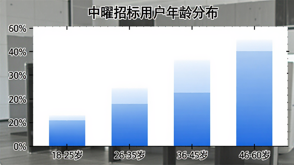 ��״ͼչʾ�����б��û�����ֲ�������Ϊ18-25�ꡢ26-35�ꡢ36-45�ꡢ46-60�꣬����Ϊ�û�ռ�Ȱٷֱȣ���״��ɫΪ��ɫ���䣬ͼ������Ϊ�������б��û�����ֲ�����������ɫ�����ʸɾ��޶���Ԫ��