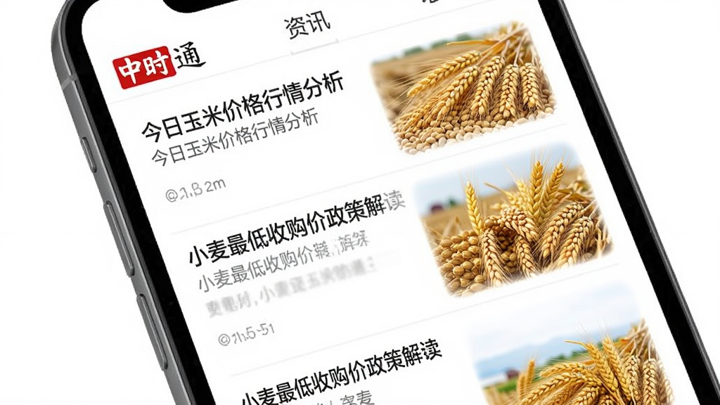 ��ʱͨApp��ѶƵ��ҳ�棬�ֻ���Ļ��ʾ����ʱͨ����Ѷ�б�������������������׼۸��������������С������չ������߽�����ȣ���ͼ����ʳũ�������Ƭ������ɾ����࣬�����רҵ�������Ķ��������������޶���Ԫ�ء�