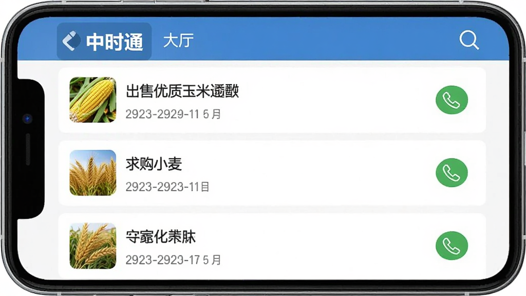 ��ʱͨApp������Ϣ�б����棬�ֻ���Ļ��ʾ����ʱͨ������������б����С������������ס�������С�󡱵���Ŀ��ÿ����Ϣ�Ա�����ϵ�绰ͼ�꣬�����Ű����룬�������ʵ�ã����������ɾ��޶���Ԫ�ء�