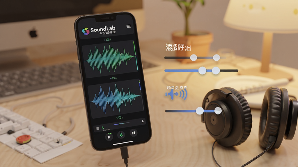 һ��չʾSoundLab ����ʵ����ʵʱ��Ƶ�������ܵ�ͼƬ���������ֻ������Ŷ�������Ļ��ʾ��������˵���������Ա��л���ͱ����ĵ��ڻ��飬��������ܰ�����滷�������дʵ�������������޶���Ԫ��