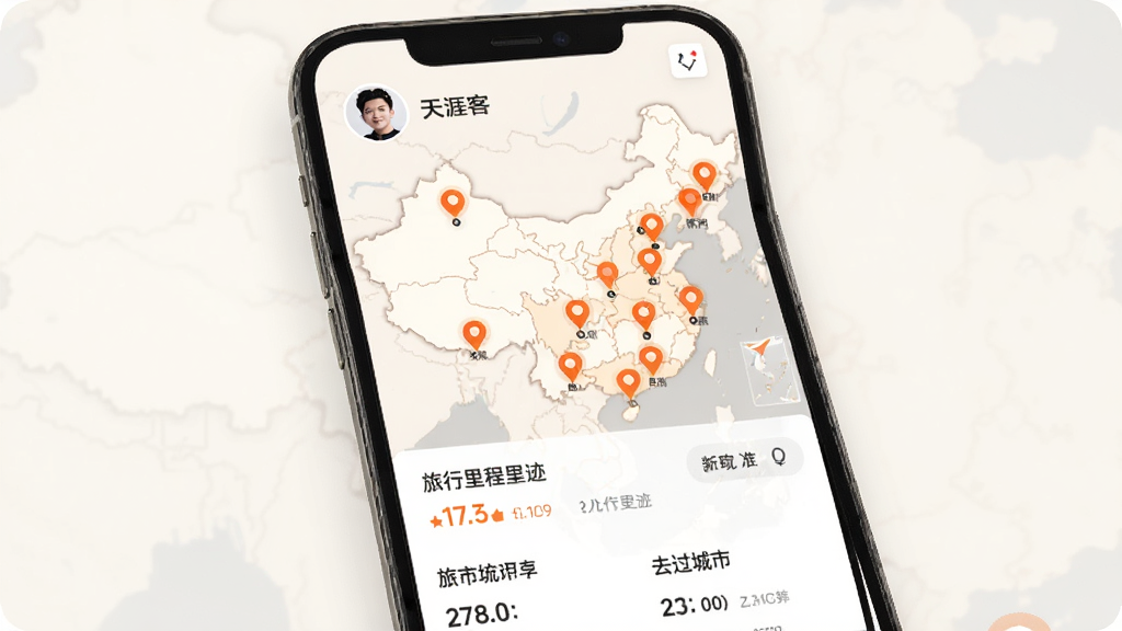 ���Ŀ�APP���������㼣���棬�ֻ���Ļ����ʾ�й���ͼ����ͼ�϶�����б�����Ϊ��ɫ��ǣ��·����������ͳ�ƺ�ȥ���ĳ����б���������ʾ�û�ͷ����ǳƣ����������ִ�����ɫ��ů������ɾ������廭��