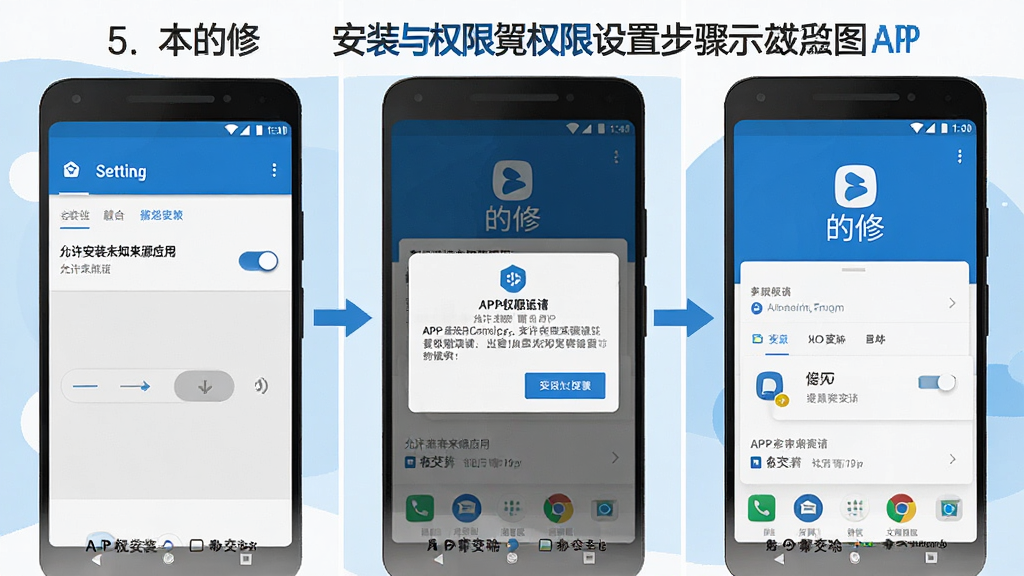 һ��չʾ�����ޡ�APP�ڰ�׿�ֻ��ϰ�װ��Ȩ�����ò����ʾ��ͼ�������Ϊ���񣬵�һ�����ֻ������еġ�������װδ֪��ԴӦ�á����أ��ڶ�����APPȨ�����󵯴�����������APP�����档���Ϊ��ƽ���̳̲�ͼ����ɫ���ף���ע���������ʸɾ���