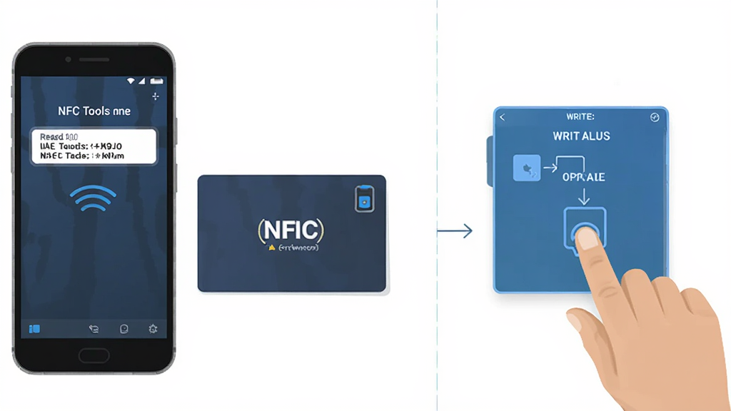 һ��չʾNFC Tools��д���ܵ�ʾ��ͼ���������ֻ���NFC��Ƭ���ֻ���Ļ��ʾ��ȡ���ı�ǩ��Ϣ���Ա���д������Ľ���Ԫ�أ��������ҷ��������Ƽ��б�ƽ����ϸ�����������ʸɾ����޶���Ԫ��