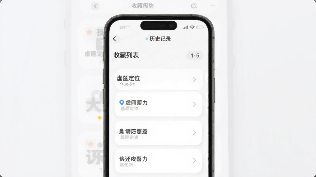 ���䶨λAPP����չʾͼ��������һ���ֻ�����Ļ����ʾ���䶨λ���ղ��б�����ʷ��¼���棬�б����ж���ص����ƣ�����Ϊ��ֱ�б����Ű����룬��񼫼��ƽ��ϸ��Բ�󣬻��ʸɾ����޶���Ԫ��