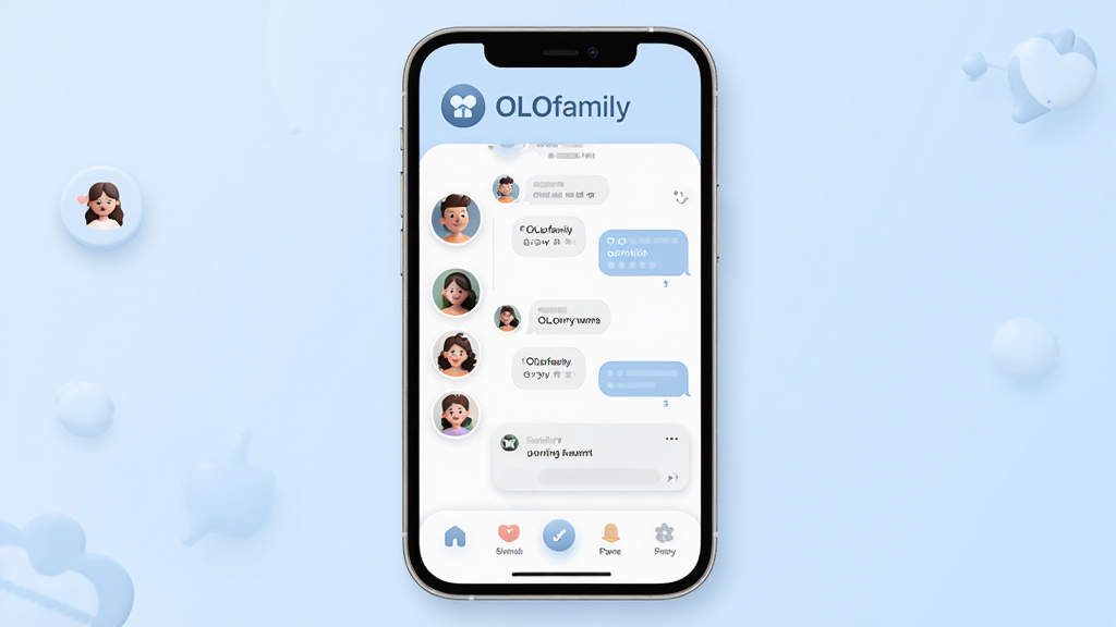 OLOfamily ��ͥ�罻Ӧ��������չʾ������������һ����ܰ�ļ�ͥȺ��������棬����Ϊ��ů�ĵ���ɫ����������ʾOLOfamily�ı�־�ͼ�ͥ���ƣ��м��Ǽ�ͥ��Աͷ���б�������Ի��򣬵ײ��й��ܵ����������岼��������࣬�����ܰ�ִ���ϸ��Բ����ͣ����ʸɾ��޶���Ԫ��