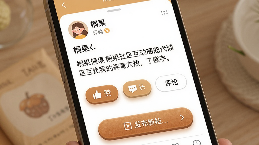һ��չʾ��ͩ����APP�����������ܵ�ͼƬ���������ֻ���Ļ��д������Ϊ�Ϸ����û�ͷ����������ݣ��м��ǵ������۰�ť���·��Ƿ���������������ť���Ű��η����������ܰ�����ϸ����������������ť���ʸУ����ʸ��壬�ɾ����޶���Ԫ��