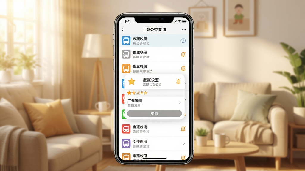 һ��չʾ�Ϻ�������ѯAPP��·�ղ������ѹ��ܵ��ֻ�����ͼ�������������ֻ���Ļ����Ļ����ʾ�ղصĹ�����·�б����������õ�������������ܰ�ľӼ��糿��������������������ϸ�ڰ����ղ��Ǳꡢ����ͼ�����͵�ɫ�ʣ����ʸ���ɾ��޶���Ԫ��
