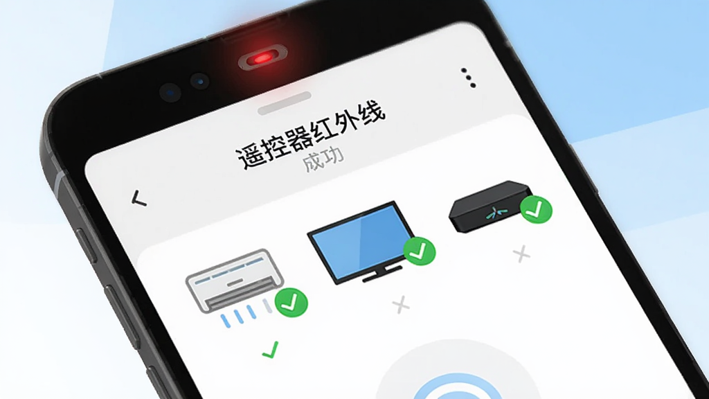 �ֻ���Ļ��ʾ��ң���������ߡ�App��ƥ��ɹ����棬�������пյ������ӡ������е�ͼ�꣬�Ա�����ɫ�Ĺ�ѡ��ǣ��ֻ��������ⷢ��׷��������ĺ�⣬�����Ǽ��İ�ɫ��ǳ��ɫ��������ִ���ƽ�����ֱ�ע���������ʸɾ�