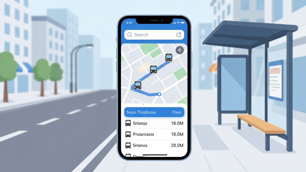 ����ʵʱ����App������ȫòչʾ������������һ�������ֻ�����Ļ��ʾ��ɫ�Ͱ�ɫΪ���Ĺ�����ѯ���棬�������������м��ǵ�ͼ�켣�͹�����ͼ�꣬�·��б���ʾ����������·�͵�վʱ�䣬�����Ǹɾ��ĳ��нֵ��͹���վ̨������ִ���ƽ��ϸ��Բ�󣬻����������ɾ����޶���Ԫ��