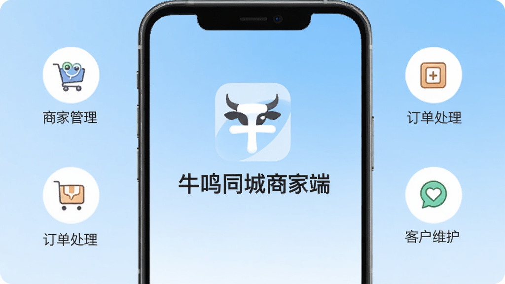 ţ��ͬ���̼Ҷ�Ӧ��������չʾ���ֻ���Ļ������ʾţ��ͬ���̼Ҷ�Logo�����ƣ���Χ�����̼ҹ����������������ͻ�ά���ȹ���ͼ�꣬����Ϊǳ��ɫ���䣬������ִ������ʸɾ��������޶���Ԫ��
