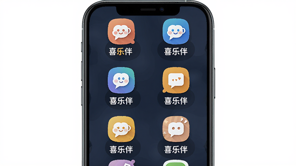 һ��չʾ��ϲ�ְ顱���ܼ��ϵ�ͼƬ���������ֻ���Ļ����Ļ����������ʽ�����š�ϲ�ְ顱�Ķ������ͼ�꣬ÿ��ͼ���·������ֱ�ע���������룬�����ã����ʸɾ����޶���Ԫ�ء�