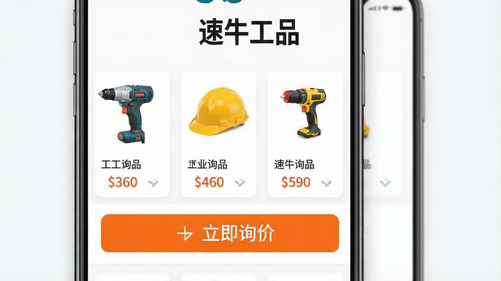һ��չʾ����ţ��Ʒ��APP����Ʒ�б���ѯ�۹��ܵ�ͼƬ�������������ֻ���Ļ��д����Ļ�Ϸ���ʾ����ţ��Ʒ���������м��ǹ�ҵƷ��Ʒ�б��������綯���֡���ȫñ����ƷͼƬ�ͼ۸��·���һ����Ŀ�ġ�����ѯ�ۡ���ť�����岼���������Ű����룬��������࣬���ʸ��壬�ɾ�������