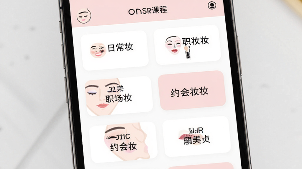 ONSR��ױ�γ̷�����棬�ֻ���Ļ��ʾ�����ױ�����ǩ�������ճ�ױ��ְ��ױ��Լ��ױ�ȣ�ÿ����ǩ���ж�Ӧ��ױ��Сͼ�꣬�����԰�ɫ��ǳ��ɫΪ��������Ϊ����״���У�����������������ִ������ʸɾ�