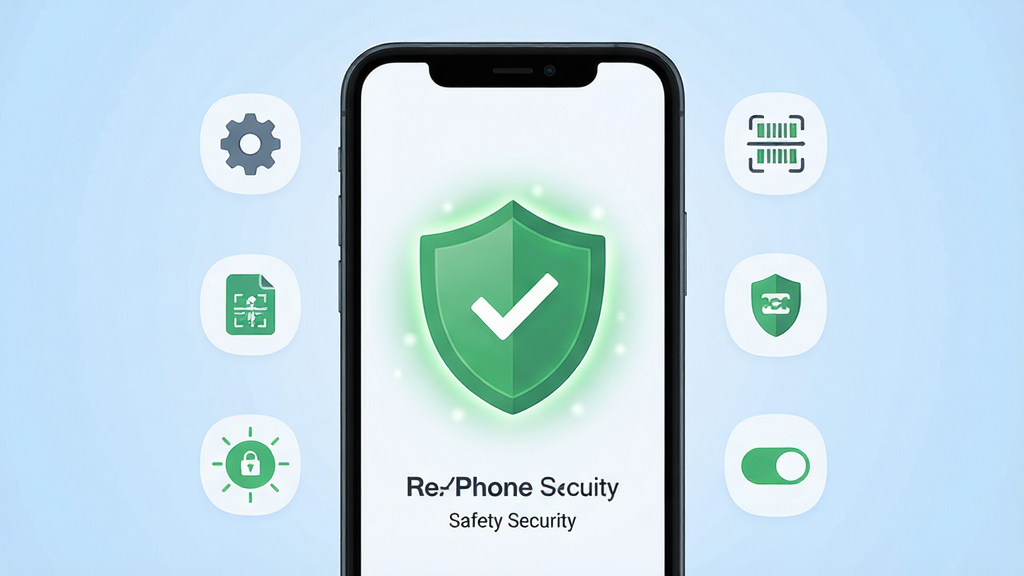 һ��չʾ RePhone Security ���ֻ���Ļ������״̬����ͼ���������ֻ���ʾ��ȫ�����ѿ�������ɫ����״̬ҳ����Χ�����ó��֡�ɨ�谴ť��Ȩ�޿��ص�Сͼ�껷�ƣ�����Ϊ���й�ͼ���ֻ���Ļռ�ݻ�����ģ��Ű��࣬���Ϊ��ƽ���Ƽ��磬ϸ���϶��ƴ��жԹ���������Ч�������ʸ���ɾ����޶���Ԫ�أ�����Ϊǳ��ɫ���䣬���崫�ݰ�ȫ�ɿ����Ӿ�����