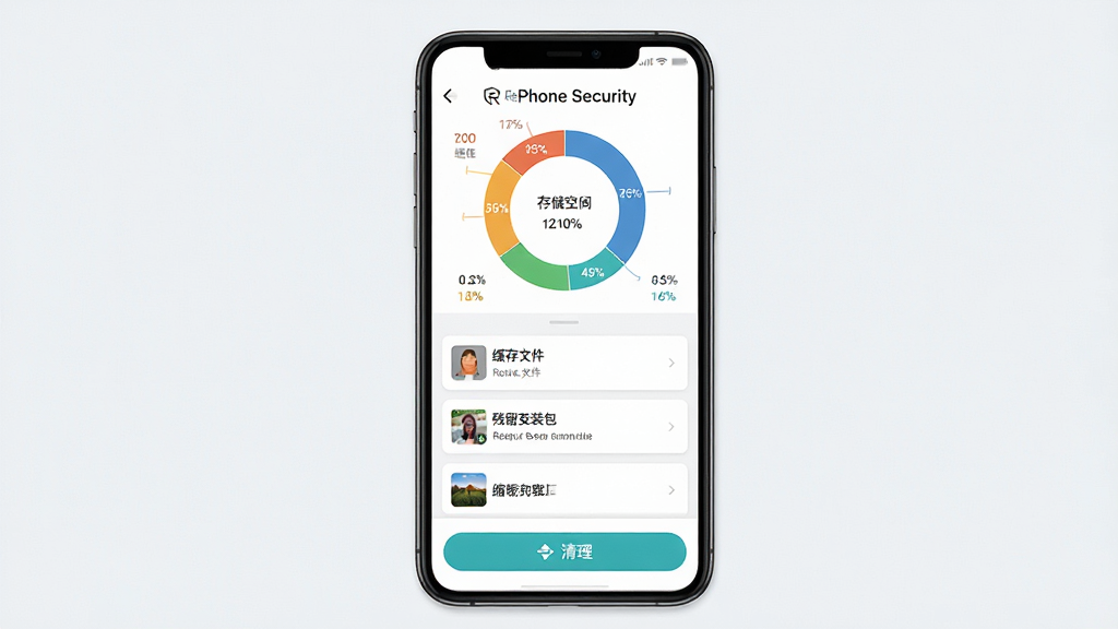 һ��չʾ RePhone Security �����������ܵ���ͼ���������ֻ���Ļ��ʾ�洢�ռ价��ͼ����������б������������ļ���������װ��������ͼ����Ŀ������Ϊ���½ṹ������Ϊ�洢ռ���������в�Ϊ����������Ƭ���ײ�Ϊ������ť���Ű��������򣬷��Ϊ��ƽ��ʵ�ù��߷磬ϸ���ϻ���ͼ���аٷֱ��������ɫ���������ʸ���ɾ����޶���Ԫ�أ�����Ϊǳɫϵ������о���ˬ��Ч