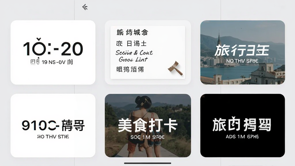 万能修改水印相机App内水印模板选择界面,屏幕上展示多个不同风格的水印卡片,包括时间地点样式、旅行日志样式、美食打卡样式,卡片排列整齐,背景为浅灰色,界面风格简洁明快,画质干净无多余元素