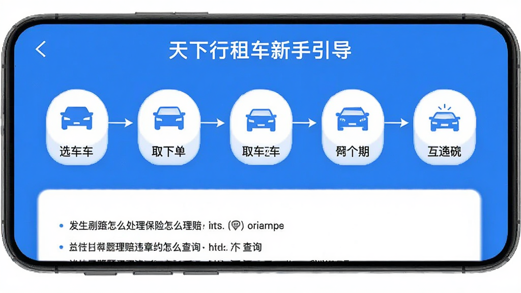 �������⳵��������ҳ�棬�ֻ���Ļ��ʾ�⳵���̲���ͼ������ѡ���µ�ȡ���鳵�����������ͼ�꣬�·��г��������б��緢���в���ô����������ô����Υ����ô��ѯ�������Ű�������������ɫ�����ʸɾ��޶���Ԫ��