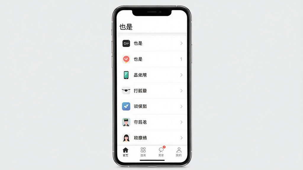 һ���ֻ������ͼ��չʾ��Ҳ�ǡ�App�ڲ��Ĺ����б�ҳ���б�����м�Լͼ�꣬����Ϊ��ɫ�������С�Ҳ�ǡ��������ײ��б�ǩ���������Ű����룬����ִ���ƽ�����ʸɾ��޶���Ԫ��