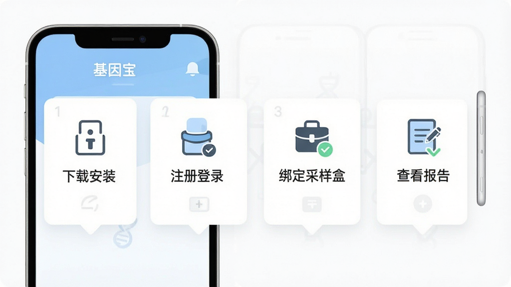 һ��չʾ�����򱦡�App���ֲ������̵�ʾ��ͼ��������һ���ֻ���Ļ������ʾ���ذ�װ��ע���¼���󶨲����С��鿴�����ĸ����迨Ƭ��ÿ����Ƭ���м��ͼ�꣬����Ϊ��ɫ������ƽ�����������������ֱ�ע�����򱦡������ʸɾ��޶���Ԫ��