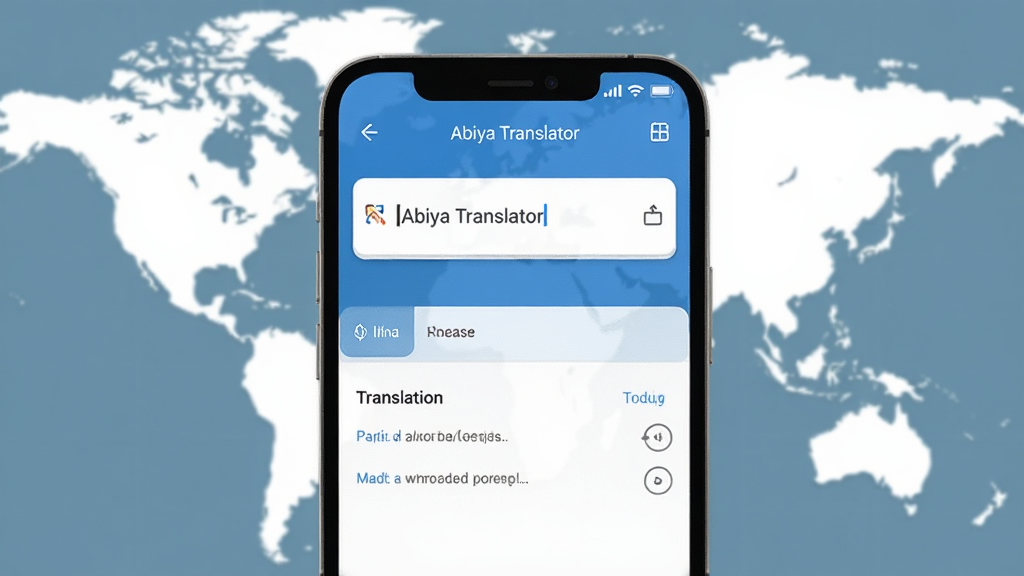 һ��չʾ�ֻ���Ļ��ͼƬ����Ļ����ʾ�� Abiya Translator �ķ�����棬������������·��Ƿ�������������������ɫΪ����������ִ����������黯�������ͼ�����������ɾ����޶���Ԫ��