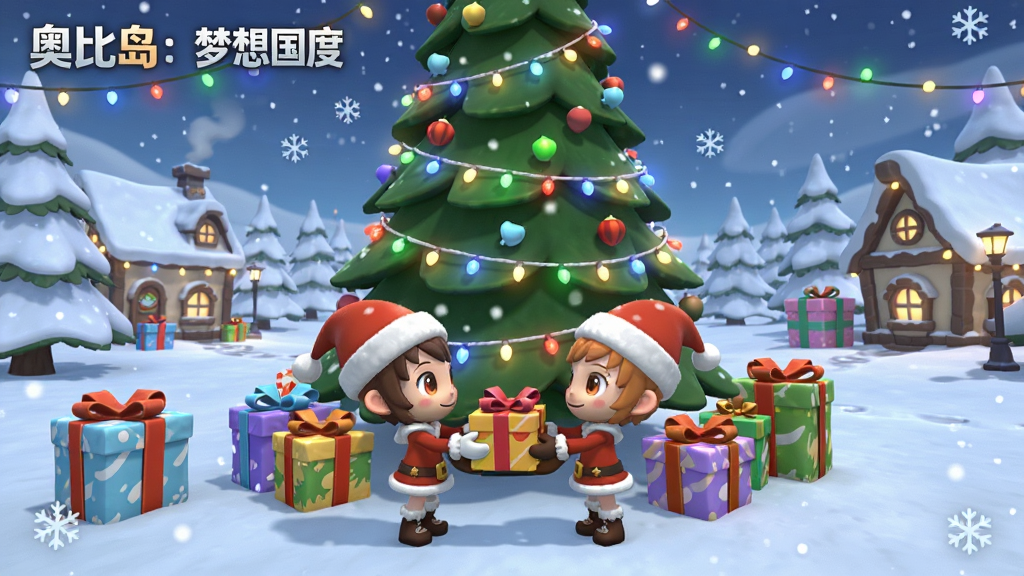 �±ȵ���������� ���ջ���Ӿ�ͼ�������Զ���ѩ��Ϊ���������Ϲ����˲ʵƺ�����У�������һ�þ޴��ʥ����������վ�ż�λ���Ž����޶����εİ±Ƚ�ɫ�ڽ���������ֲ��öԳ�ʽ��ͼ�����Ϊ�λ�ͯ��3D��ϸ�ڰ���ѩ��Ʈ�䡢�ʵ���˸��������ϵĺ����ᣬ���ʾ��¸ɾ��޶���Ԫ�أ�ͼƬ�д��С��±ȵ���������ȡ�����