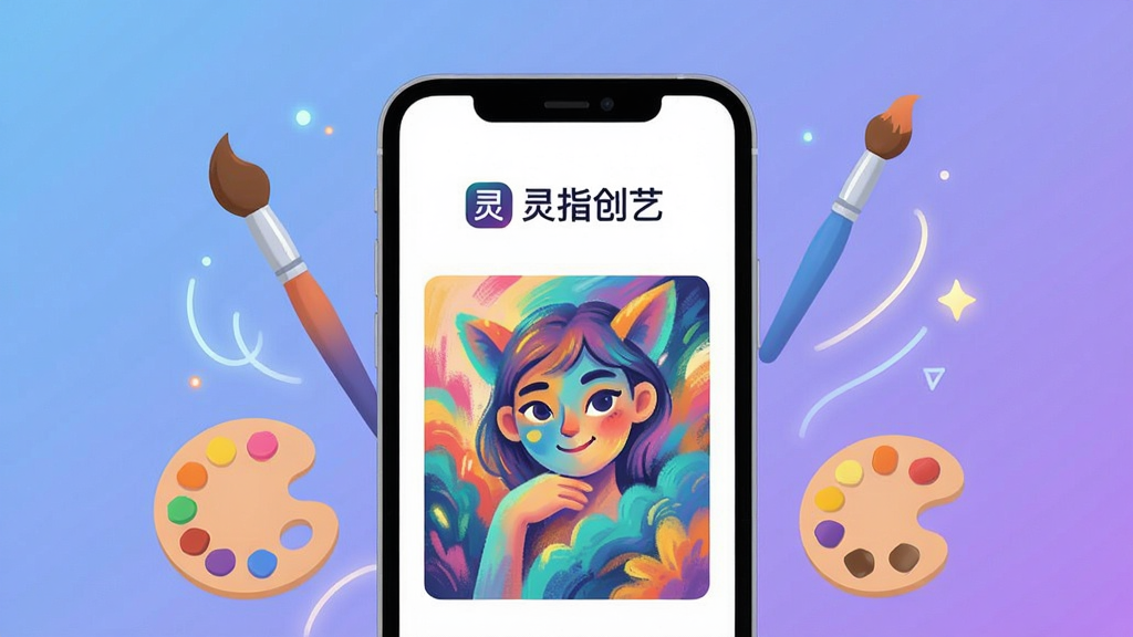 һ��չʾ�ֻ�AI�滭���������ͼƬ�������������ֻ���Ļ����Ļ����ʾ�š���ָ���ա�������logo��һ��ɫ�����޵�AI�滭��Ʒ���ֻ���ΧƯ���Ż��ʡ���ɫ�̺ͷ���Ĵ�����������������͵�����ɫ���䣬����ִ���ƽ��ϸ��Բ�󣬻��ʸɾ����޶���Ԫ��