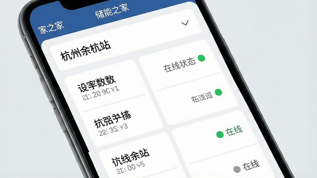 ����һ���ֻ�APP��վ���������ͼ������Ϊ������֮�ҡ�APP��վ���л�ҳ�棬���ֶ�����ʾ��ǰվ�����ơ������ຼվ����������ͷ���м���վ���б���Ƭ��ÿ����Ƭ����վ�������豸����������״̬Բ�㣬�Ű������б�ʽ�����������ϸ��������״̬����ɫԲ�㡢�����û�ɫԲ�㡢��Ƭ֮����ϸ�ָ��ߣ����ʸɾ��޶���Ԫ�أ�����ǳ�ҡ�