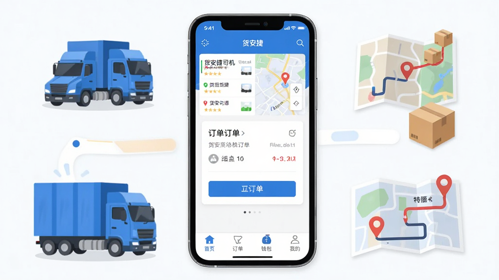 ������˾��APP������ȫòչʾ������������һ�������ֻ�����Ļ����ʾ������˾��Ӧ����ҳ�������л�Դ�б��͵�ͼ������ڣ��м��Ƕ�����Ƭ��������ť���ײ�Ϊ��ҳ��������Ǯ�����ҵ��ĸ���ǩ���������������ɫ��������ִ���ƽ�����ֻ���Χ���ƻ�����ֽ�䡢·��ͼ������Ԫ�أ������ɾ������ң����������������޶���װ��