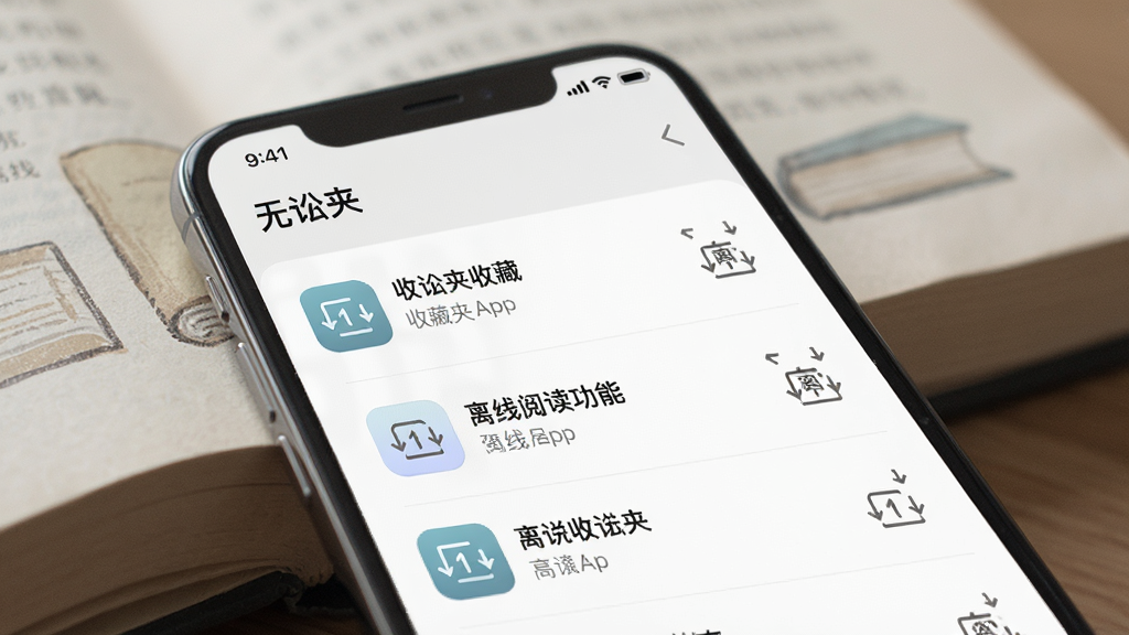 һ��չʾ�����ϡ�App�ղؼк������Ķ����ܵ�ͼƬ���ֻ���Ļ��ʾ�ղ��б���ÿ���ղ���������ͼ�꣬�����е������鱾����������ɫ����ͣ�ͼ����Ƽ�Լ����񰲾����ȣ������������޶���Ԫ�ء�