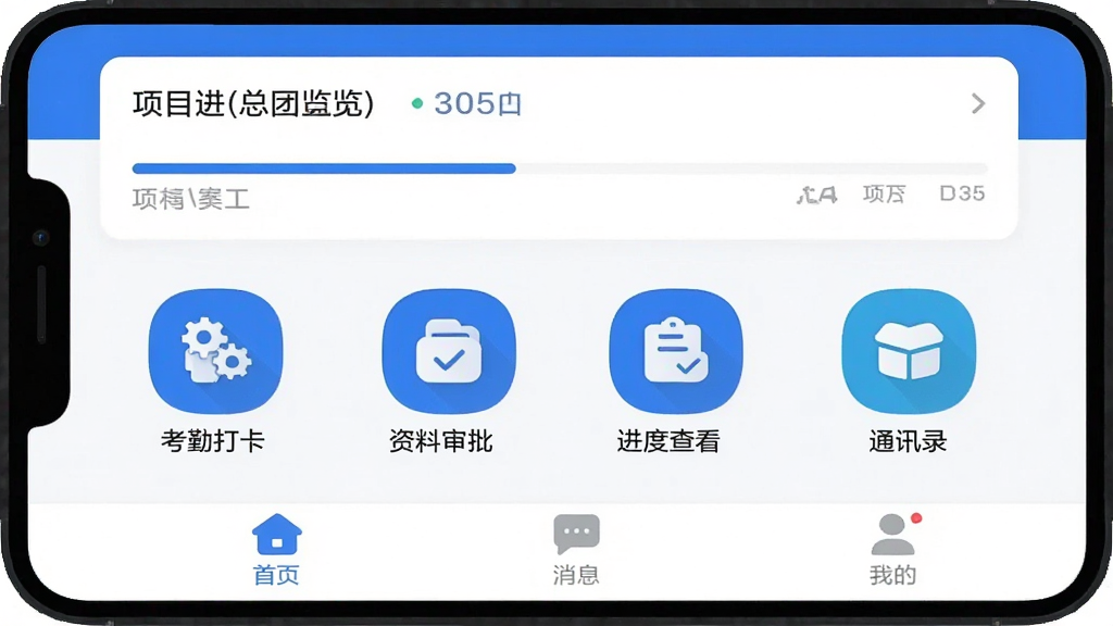 ���輯��APP�����棬��ɫ�Ͱ�ɫΪ��ɫ����������ʾ��Ŀ����������Ƭ���м��ǿ��ڴ򿨡��������������Ȳ鿴��ͨѶ¼�ĸ�����ͼ�꣬�ײ�Ϊ��ҳ����Ϣ���ҵ�������ǩ�����ֻ���Ļչʾ����ƽ����Ʒ��ͼ��Բ�������������ɾ�������Ԫ�أ���������