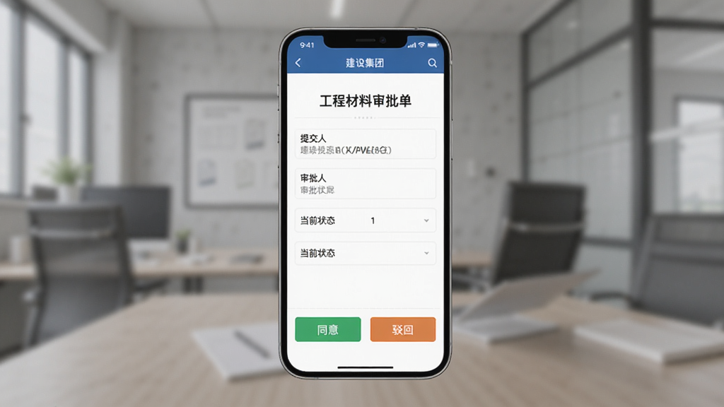 ���輯��APP�������̽��棬�ֻ���Ļ��ʾһ�ݹ��̲������������������ύ�ˡ������ˡ���ǰ״̬���ֶΣ��·���ͬ��Ͳ��ذ�ť�����沼��������������Ϣ��ȷ����������࣬�����ɾ�